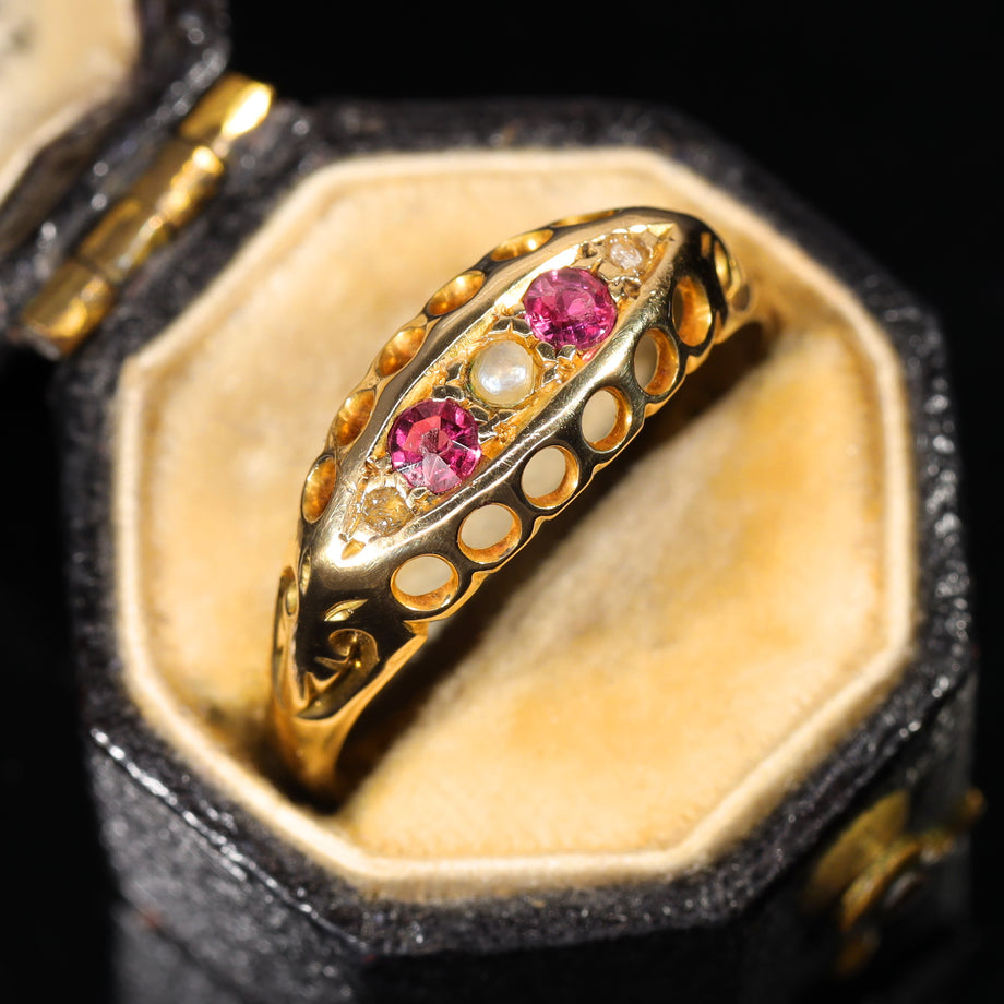The Antique 1913 Pearl, Ruby and Diamond Ring