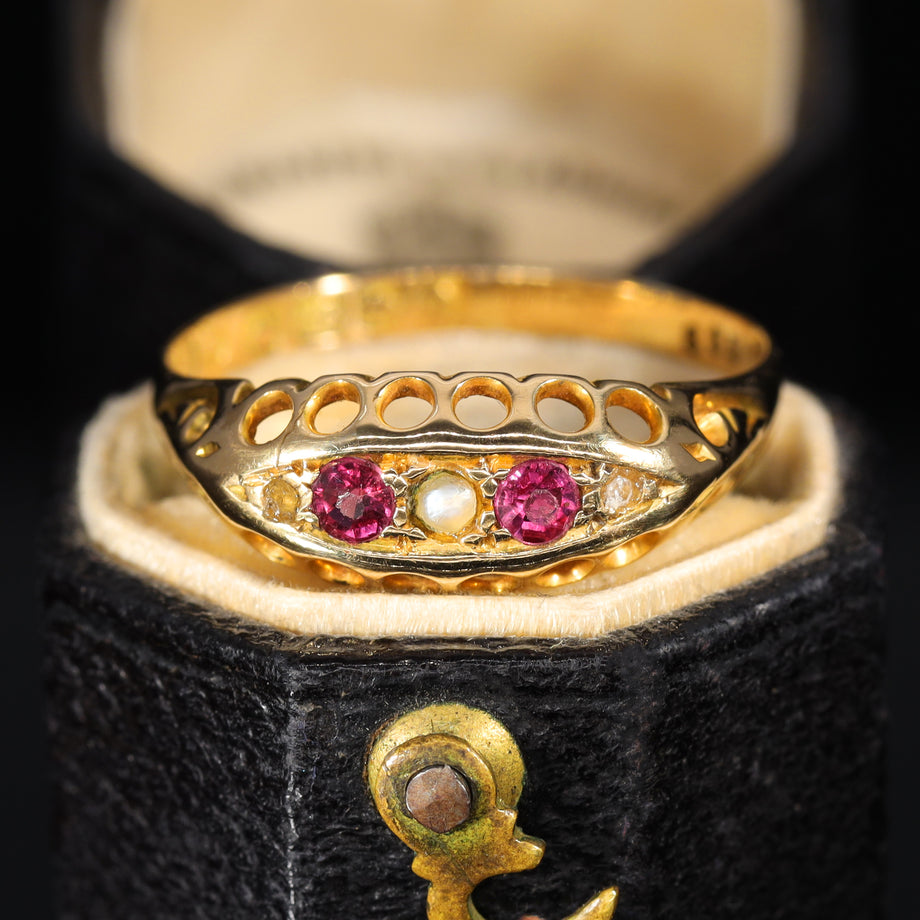The Antique 1913 Pearl, Ruby and Diamond Ring