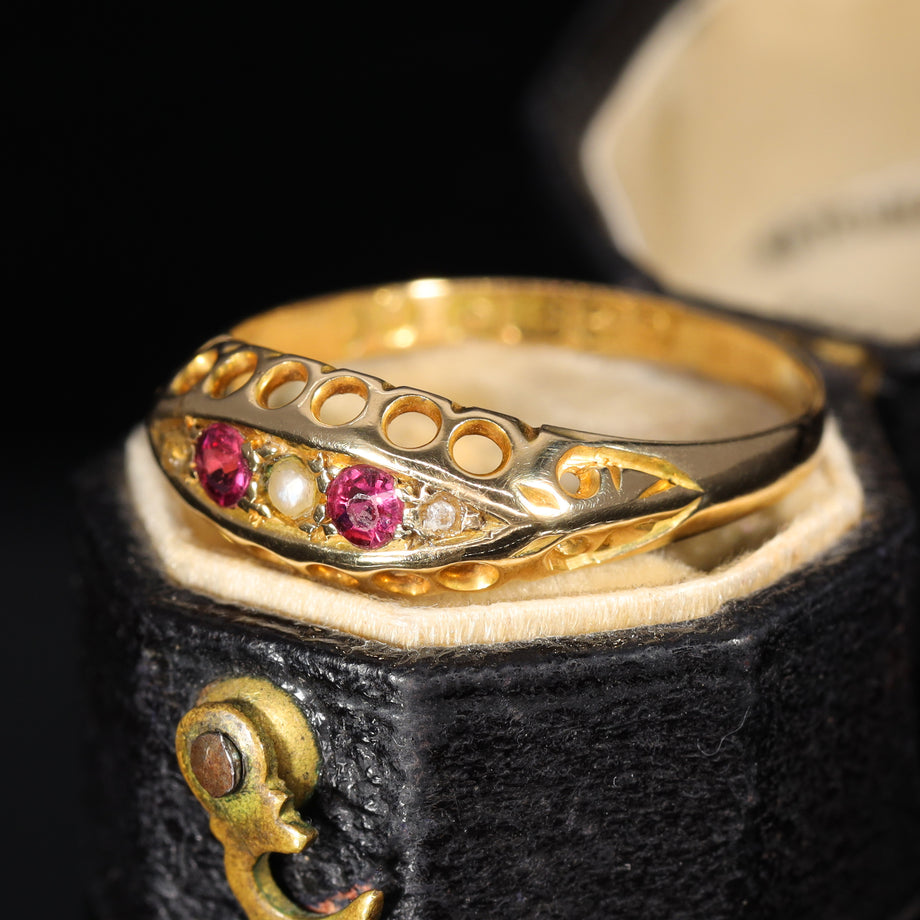 The Antique 1913 Pearl, Ruby and Diamond Ring