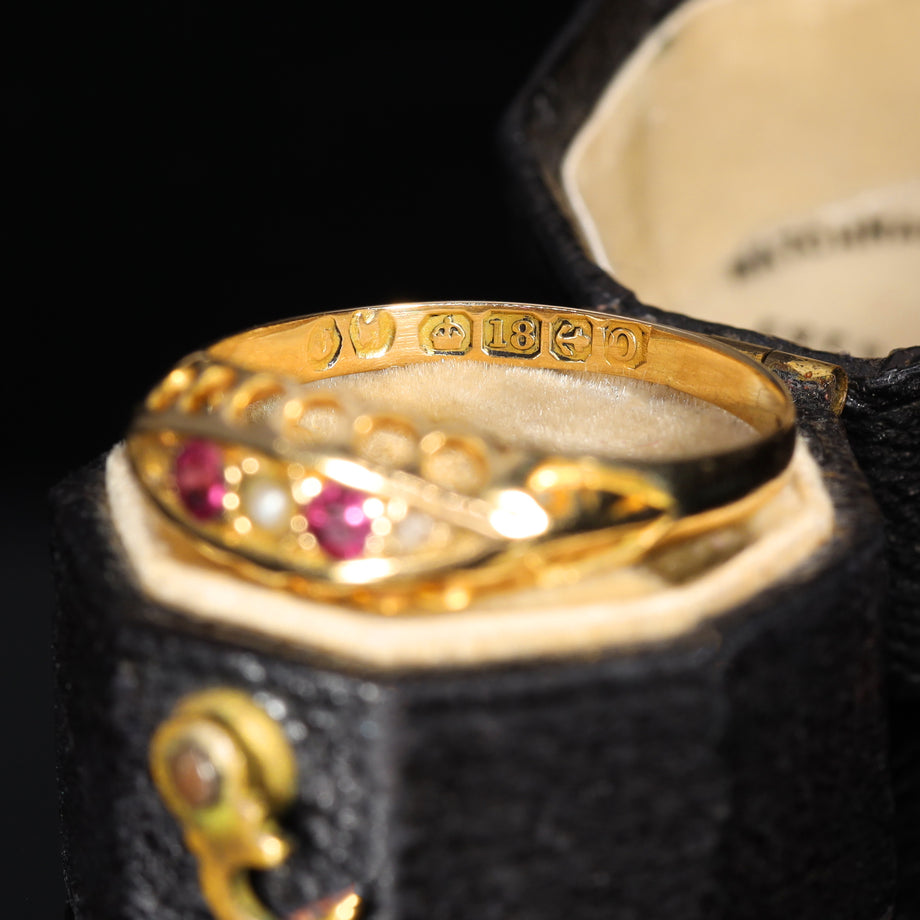 The Antique 1913 Pearl, Ruby and Diamond Ring