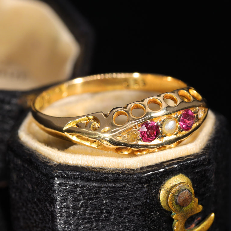 The Antique 1913 Pearl, Ruby and Diamond Ring