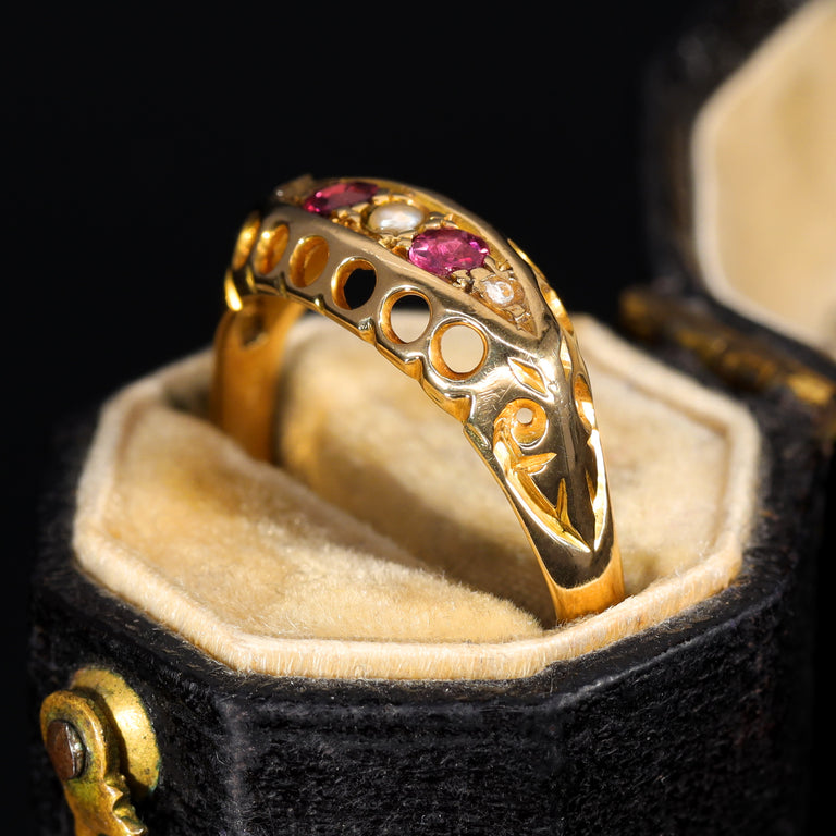 The Antique 1913 Pearl, Ruby and Diamond Ring