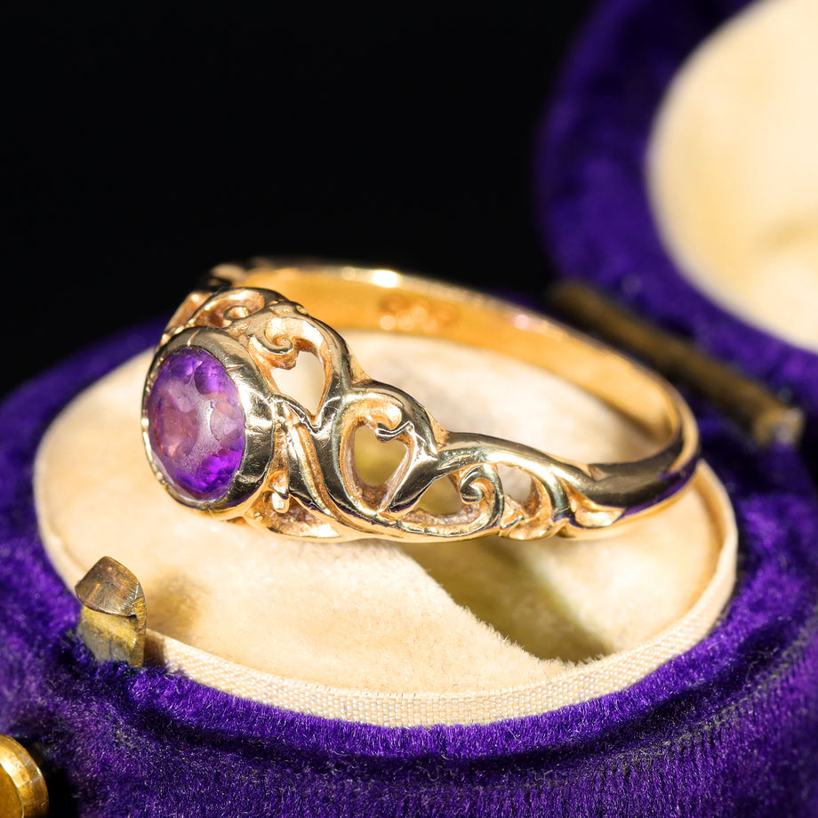 The Vintage 1975 Amethyst Filigree Ring