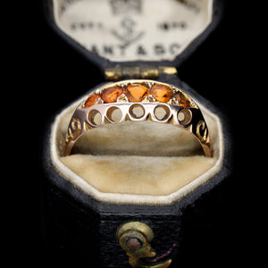 The Antique Edwardian 1905 Citrine Boat Ring - Antique Jewellers