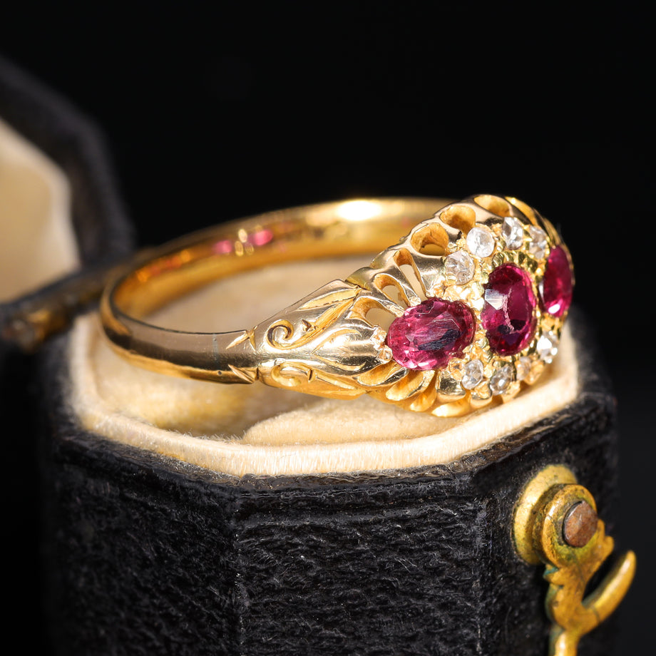The Antique Victorian Ruby and Old Cut Diamond Cluster Ring