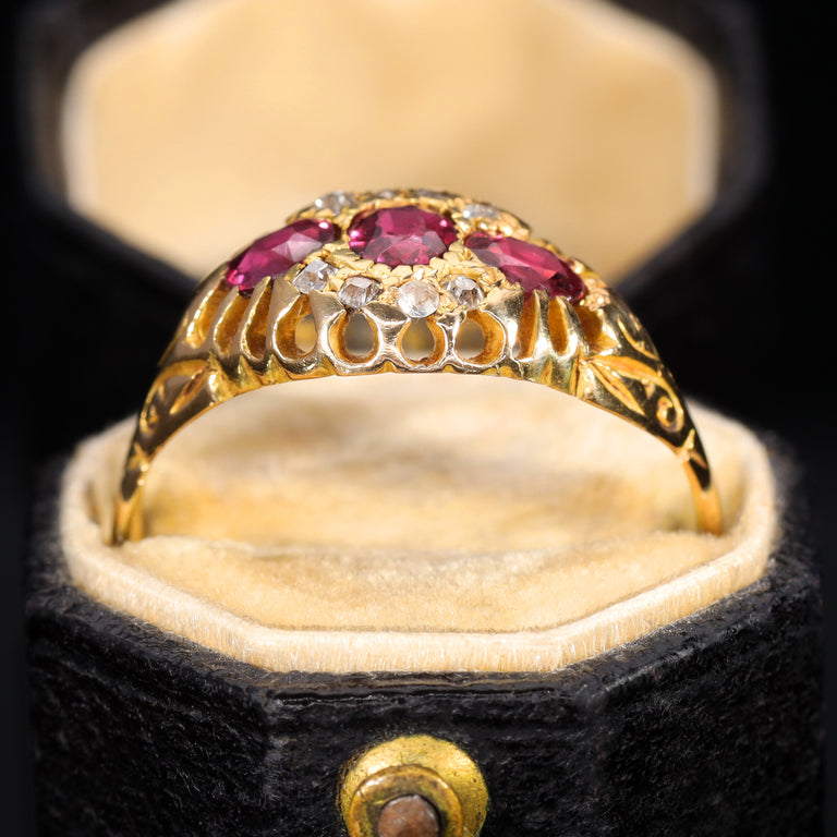 The Antique Victorian Ruby and Old Cut Diamond Cluster Ring