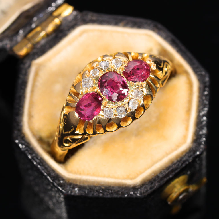 The Antique Victorian Ruby and Old Cut Diamond Cluster Ring