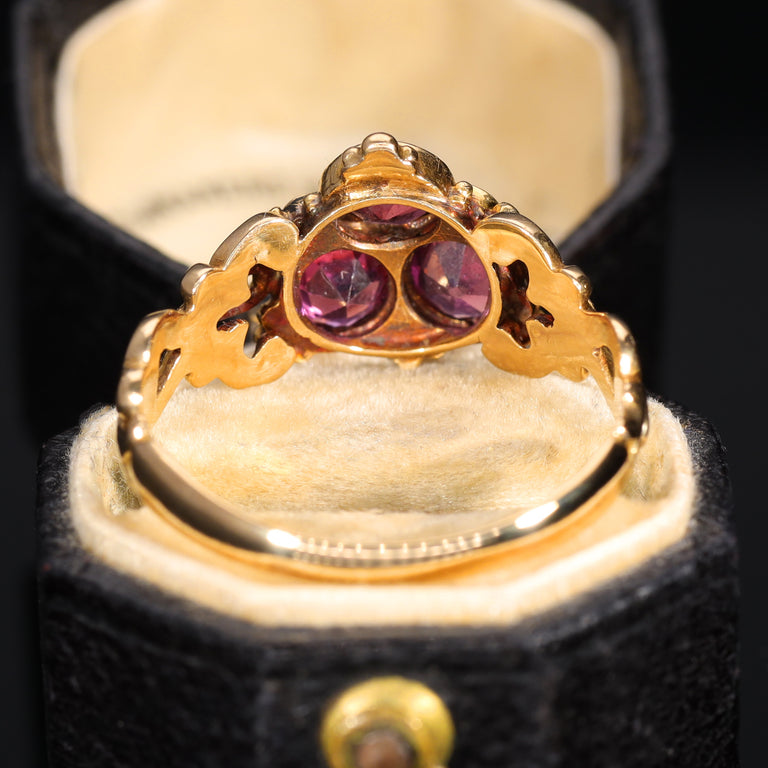 The Antique Victorian Garnet and Diamond Trefoil Ring