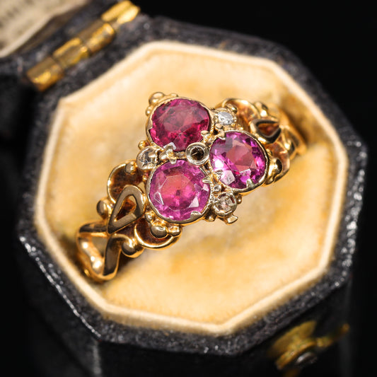 The Antique Victorian Garnet and Diamond Trefoil Ring