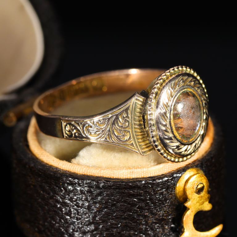 The Antique Victorian Oval Hairpiece Mourning Ring