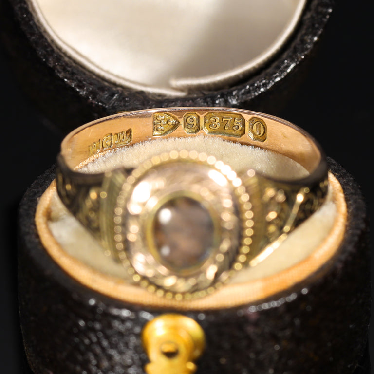 The Antique Victorian Oval Hairpiece Mourning Ring