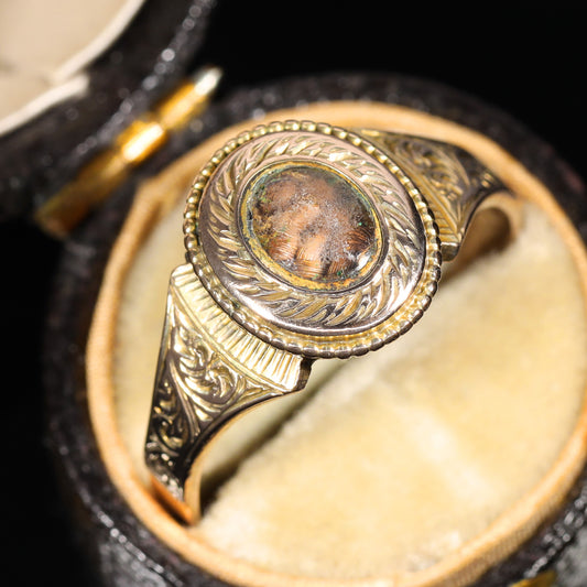 The Antique Victorian Oval Hairpiece Mourning Ring