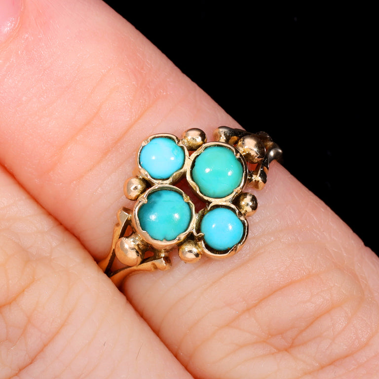 The Antique Victorian Turquoise Cluster Ring