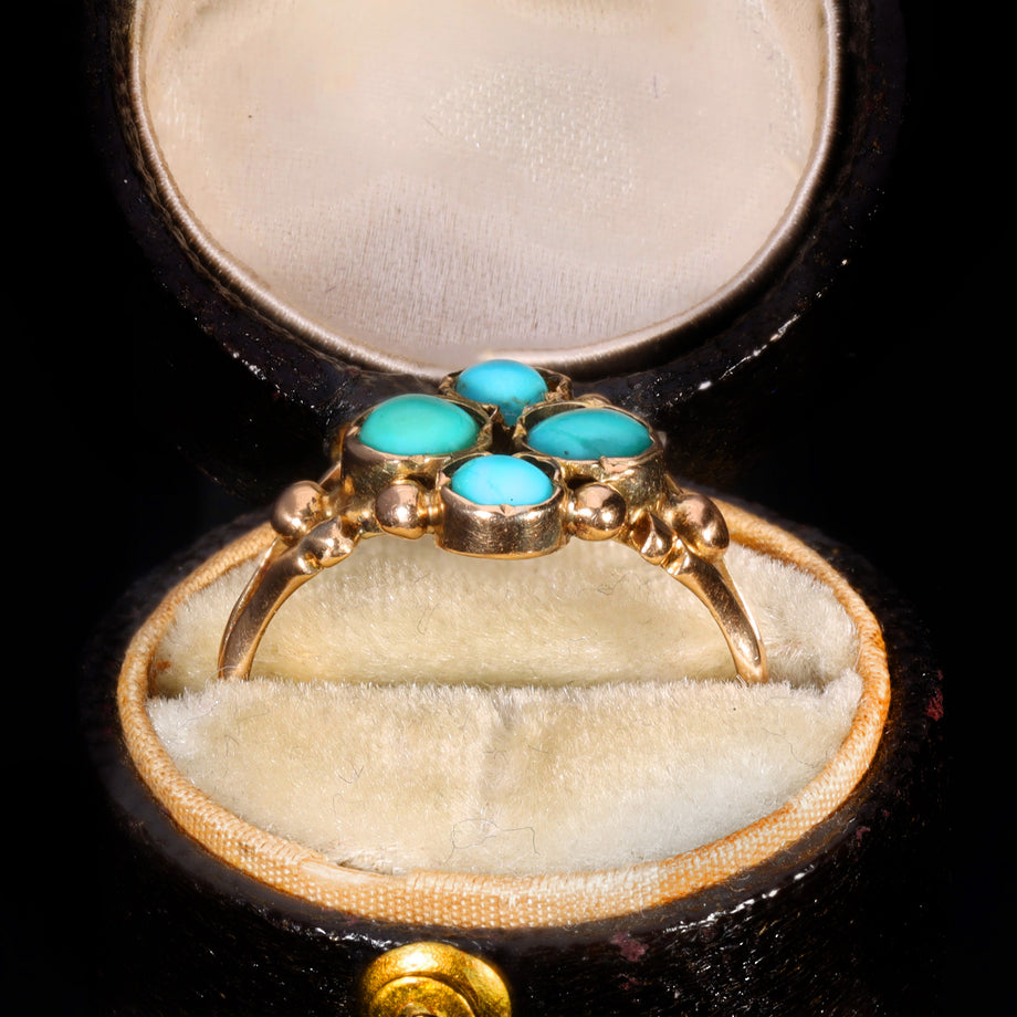 The Antique Victorian Turquoise Cluster Ring
