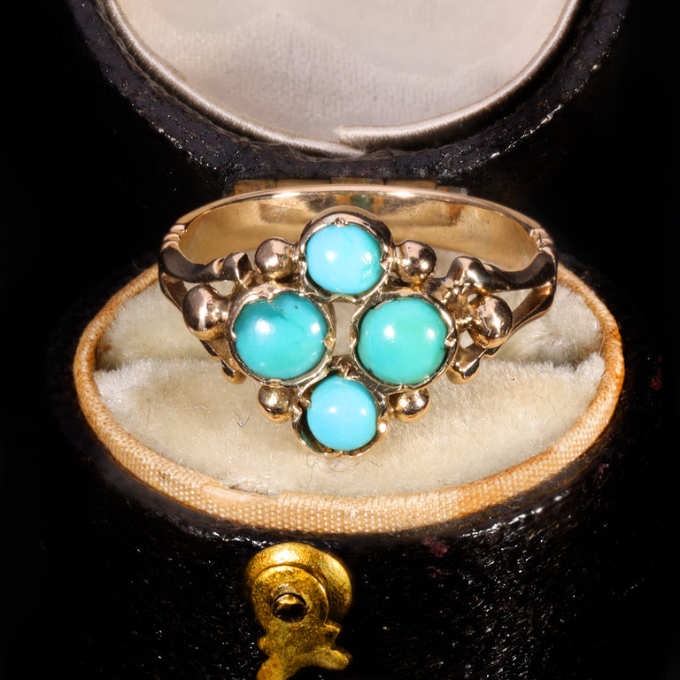 The Antique Victorian Turquoise Cluster Ring