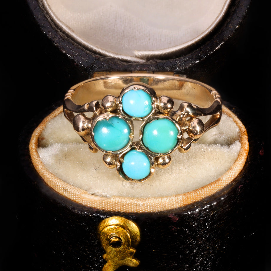 The Antique Victorian Turquoise Cluster Ring