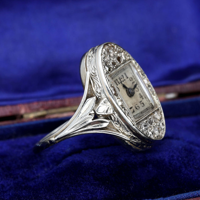The Antique Art Deco Diamond Watch Ring - Antique Jewellers