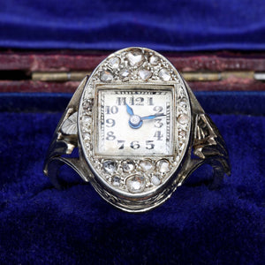 The Antique Art Deco Diamond Watch Ring - Antique Jewellers