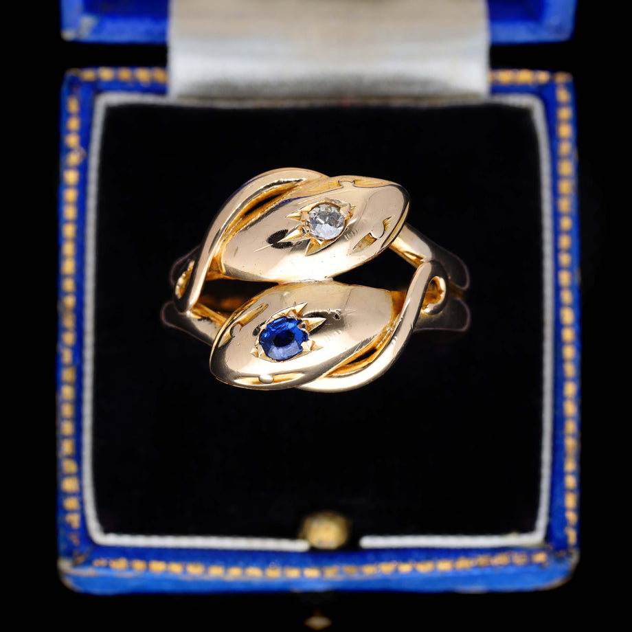 The Antique 1903 Sapphire and Diamond Snake Ring - Antique Jewellers