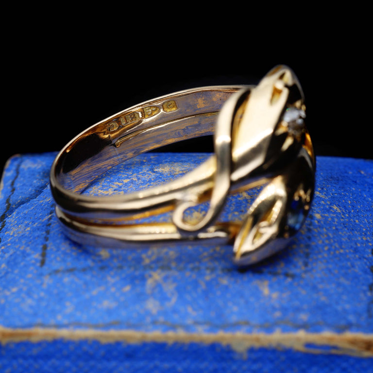 The Antique 1903 Sapphire and Diamond Snake Ring - Antique Jewellers