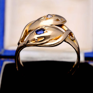 The Antique 1903 Sapphire and Diamond Snake Ring - Antique Jewellers