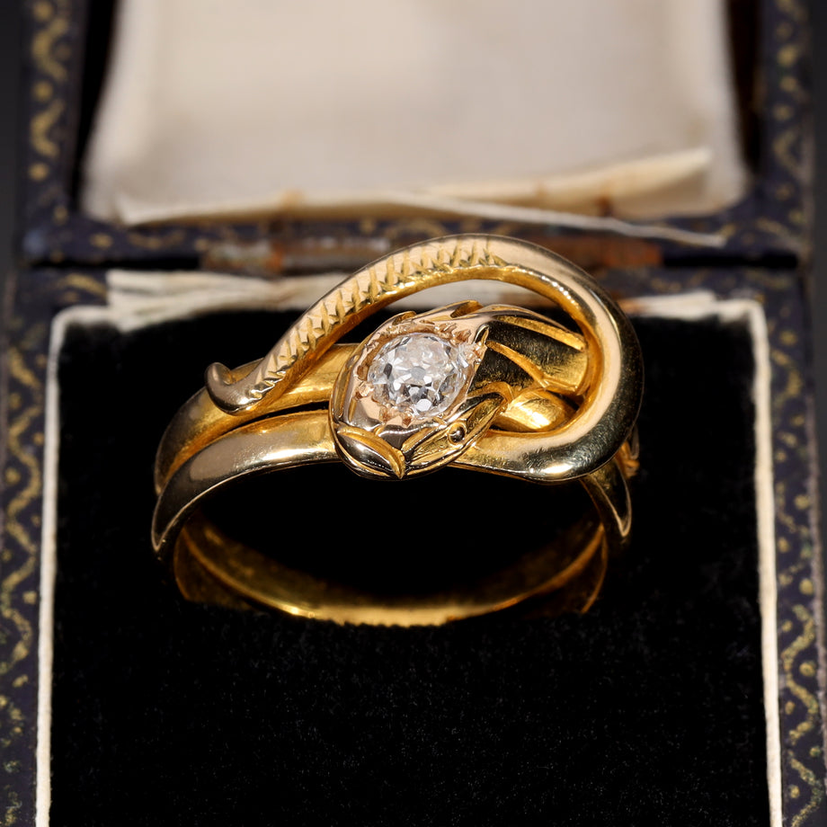 The Antique Old Cut Diamond Coiled Snake Ring