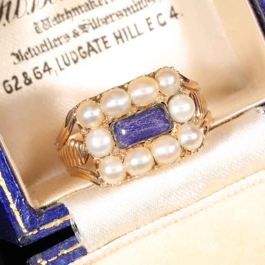 The Antique Georgian Pearl and Enamel Elaborate Ring