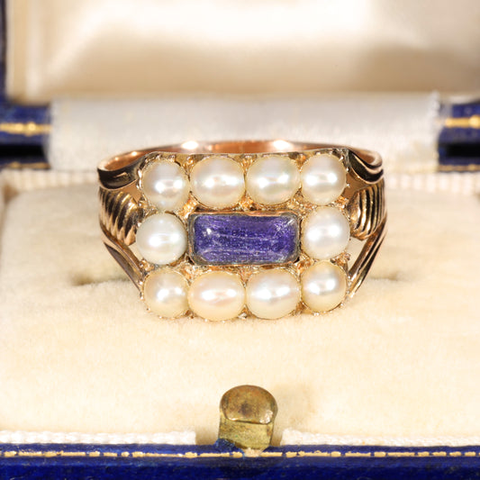 The Antique Georgian Pearl and Enamel Elaborate Ring
