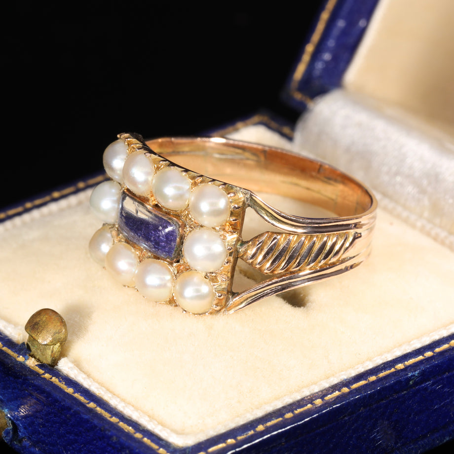 The Antique Georgian Pearl and Enamel Elaborate Ring