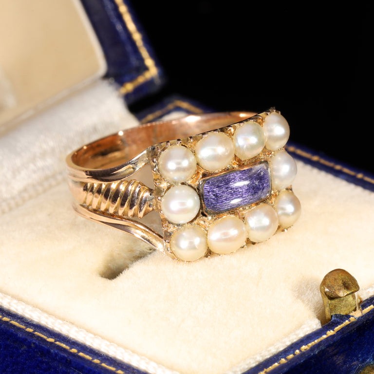 The Antique Georgian Pearl and Enamel Elaborate Ring