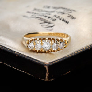The Antique 1912 Old Cut Diamond Classic Boat Ring - Antique Jewellers