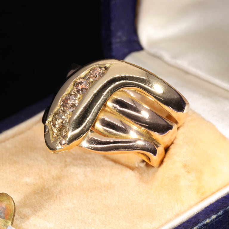 The Antique Victorian Champagne Diamond Snake Ring