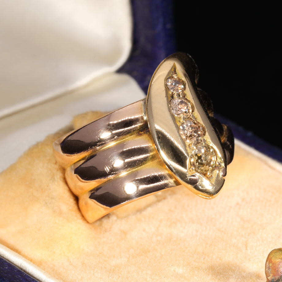 The Antique Victorian Champagne Diamond Snake Ring
