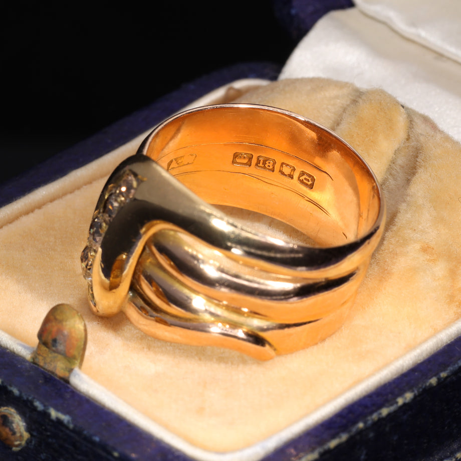The Antique Victorian Champagne Diamond Snake Ring