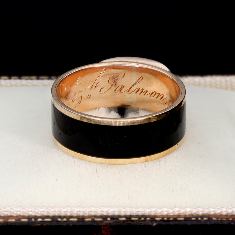 The Antique Georgian Glass Panel Mourning Ring - Antique Jewellers
