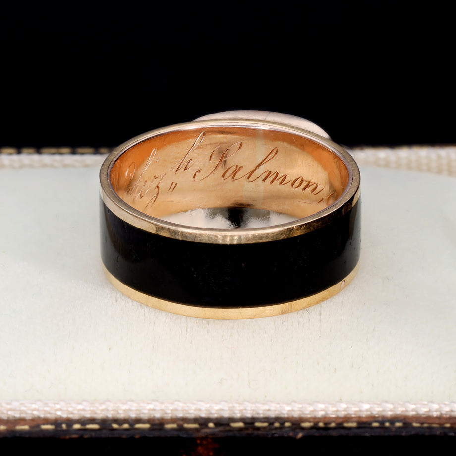 The Antique Georgian Glass Panel Mourning Ring - Antique Jewellers