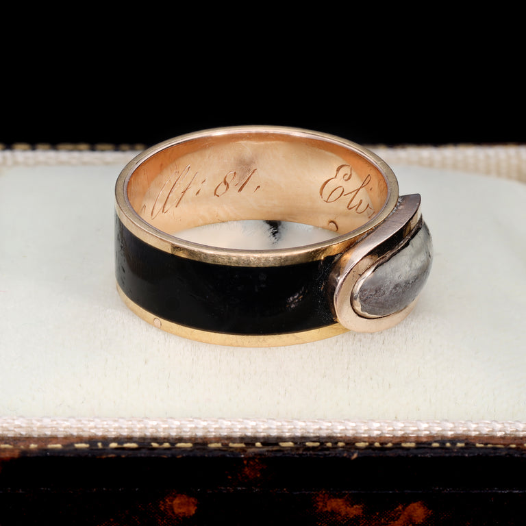 The Antique Georgian Glass Panel Mourning Ring - Antique Jewellers