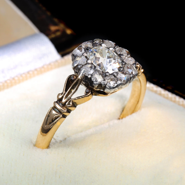 The Antique Georgian Old Mine Cut Diamond Cluster Ring