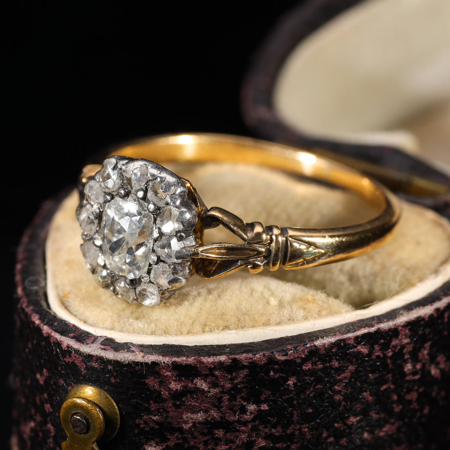 The Antique Georgian Old Mine Cut Diamond Cluster Ring