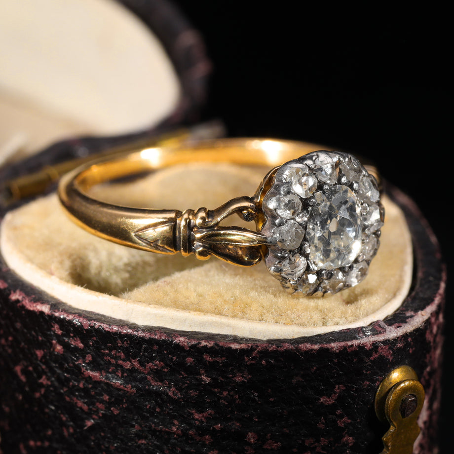 The Antique Georgian Old Mine Cut Diamond Cluster Ring