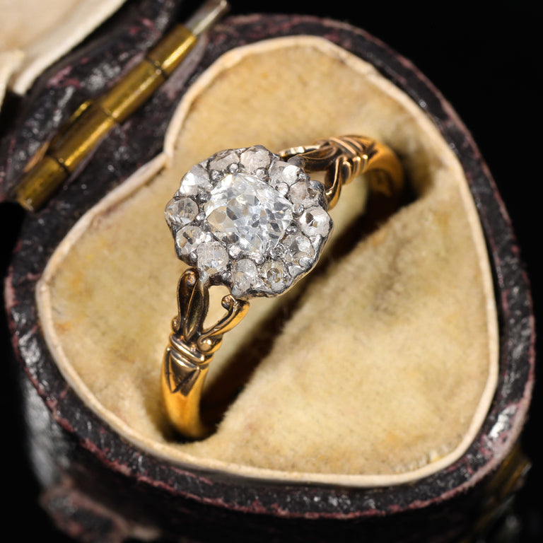 The Antique Georgian Old Mine Cut Diamond Cluster Ring