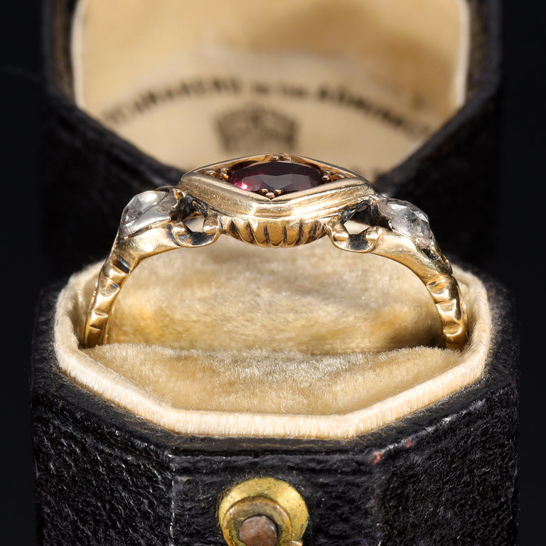 The Antique Georgian Ruby and Rose Cut Diamond Ring