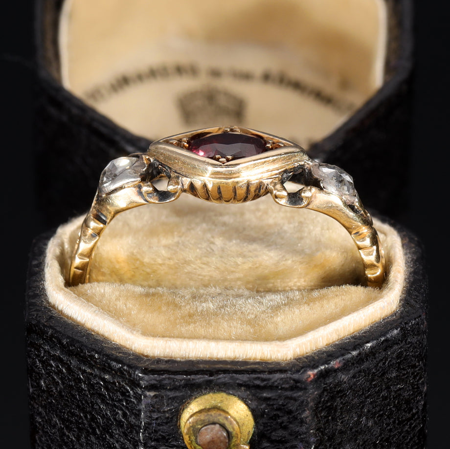 The Antique Georgian Ruby and Rose Cut Diamond Ring