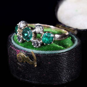 The Antique Georgian Emerald and Rose Cut Diamond Verdant Ring - Antique Jewellers