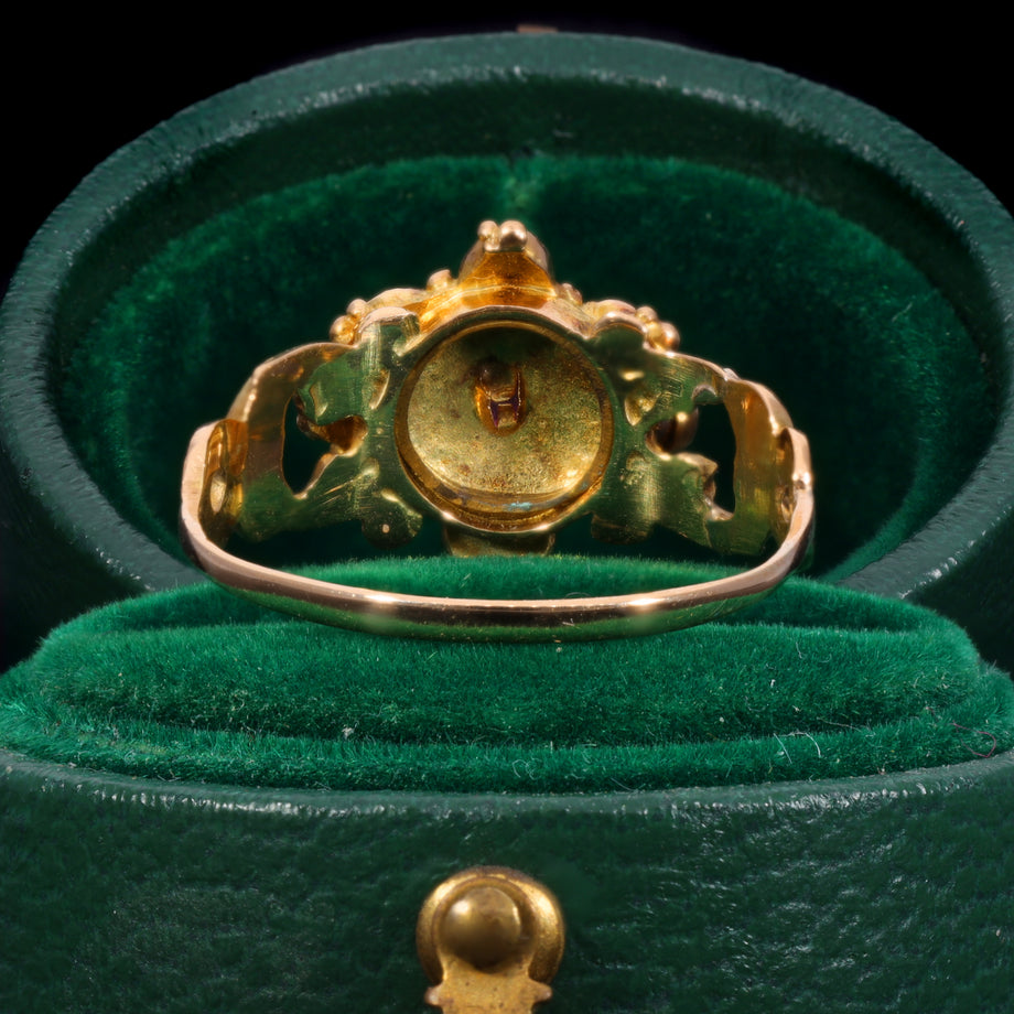 The Antique Victorian Ruby, Pearl and Emerald Daisy Ring