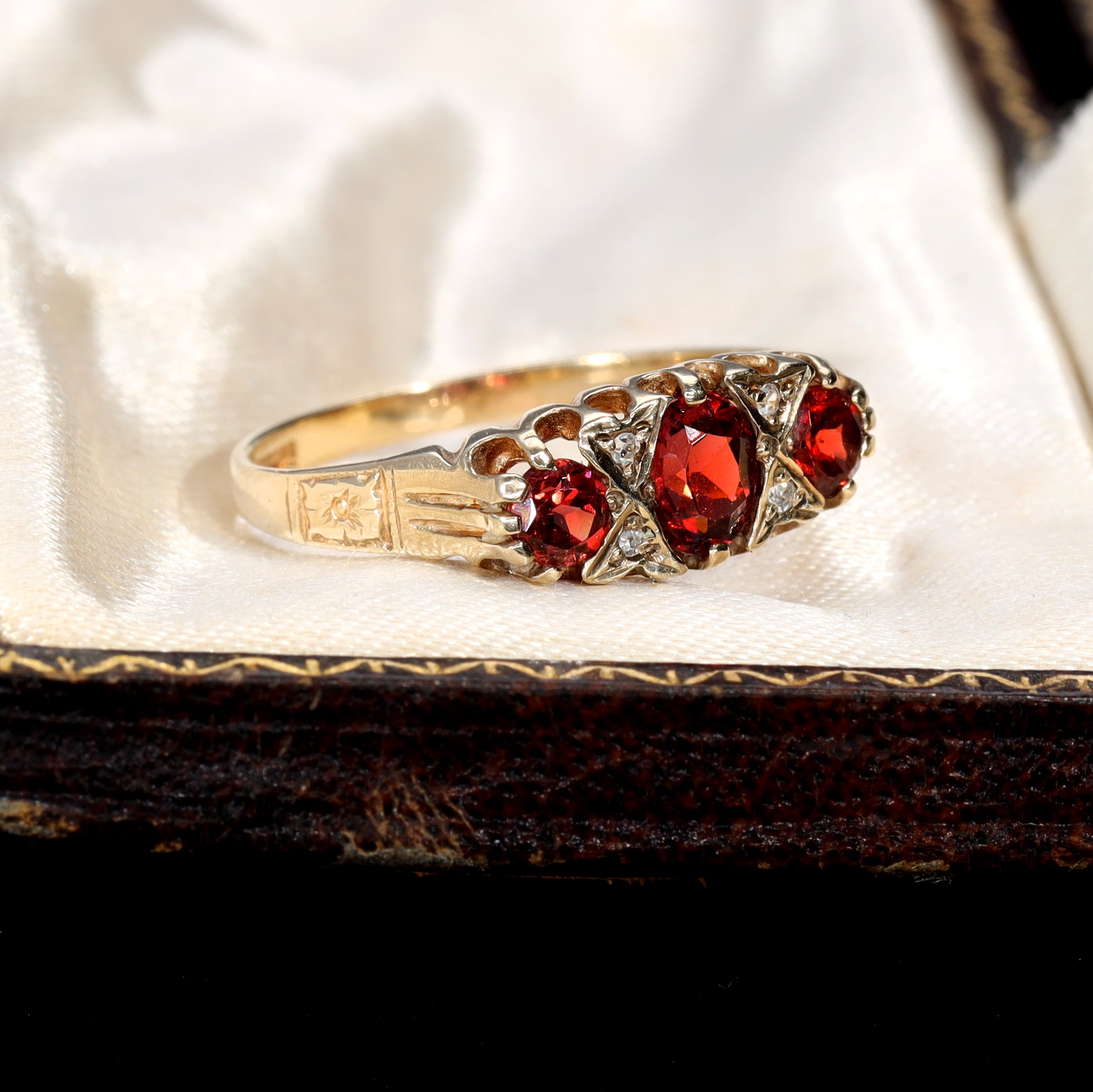 The Vintage Garnet and Diamond Floral Ring - Antique Jewellers