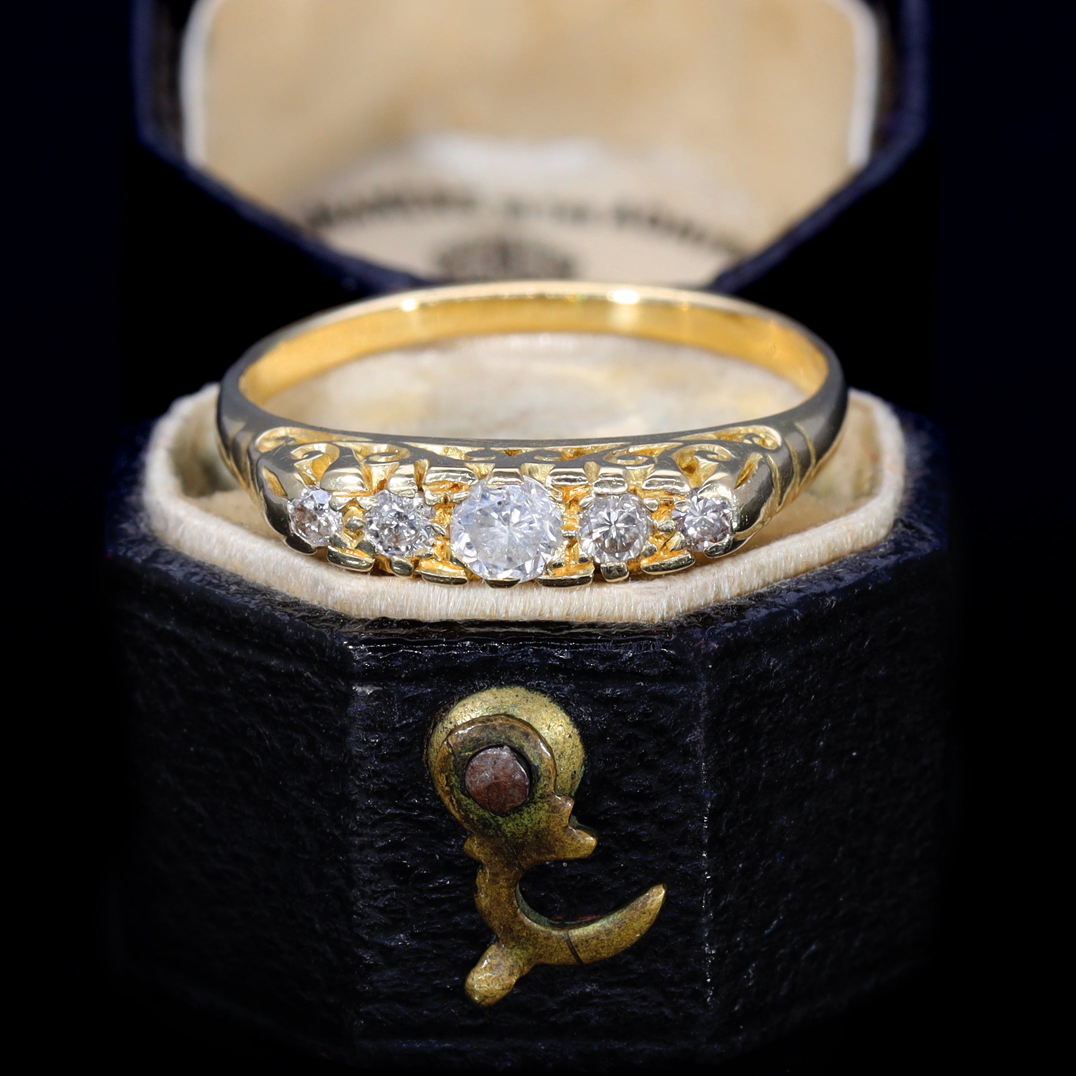 The Vintage Five Diamond Scrollwork Ring - Antique Jewellers
