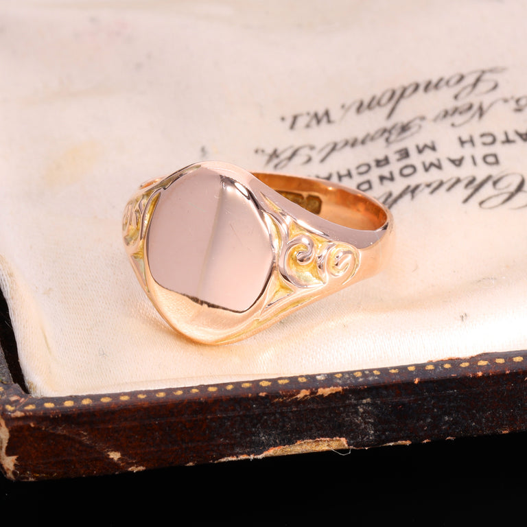 The Antique 1915 Oval Scrolled Signet Ring