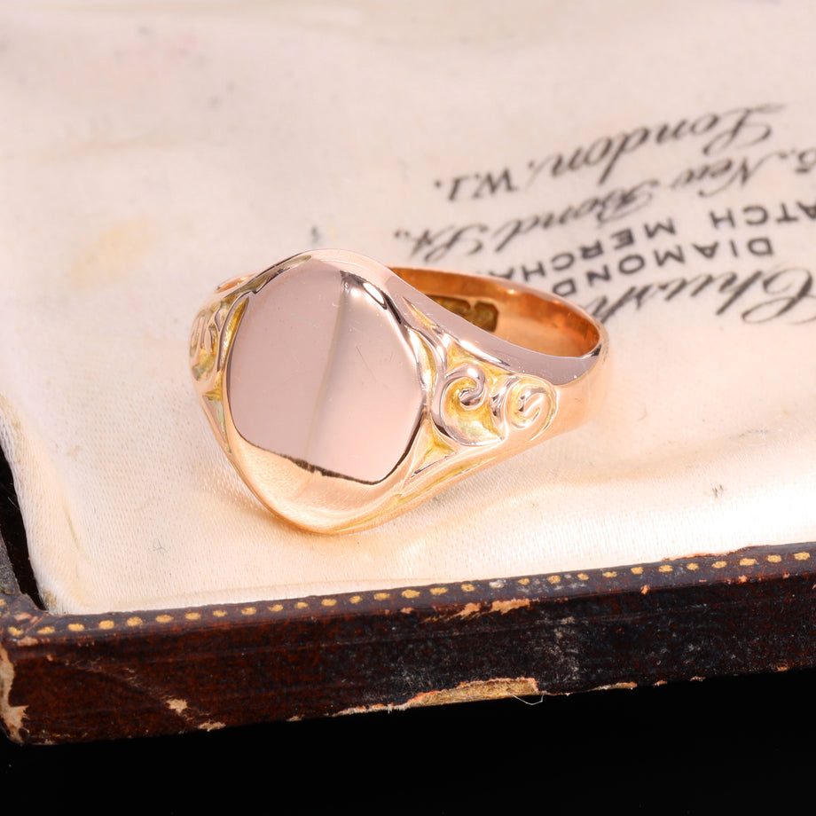 The Antique 1915 Oval Scrolled Signet Ring