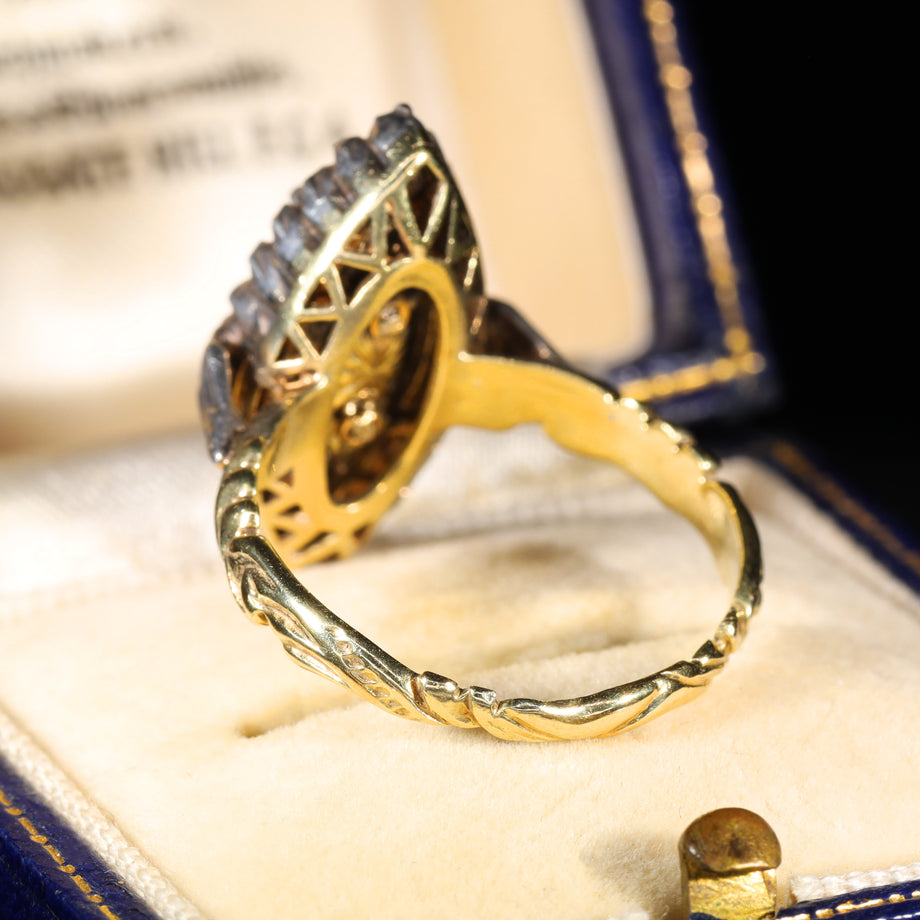 The Antique Georgian Rose Cut Diamond Navette Ring